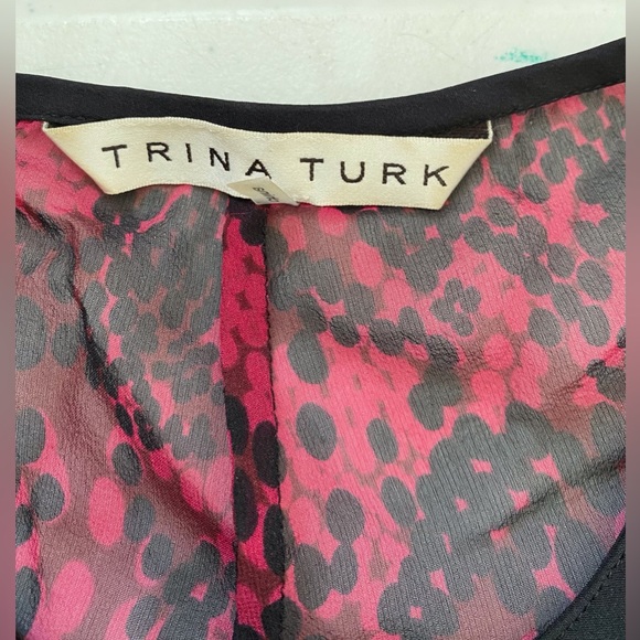Trina Turk Sheer Patterned Cuffed Blouse - Picture 4 of 4